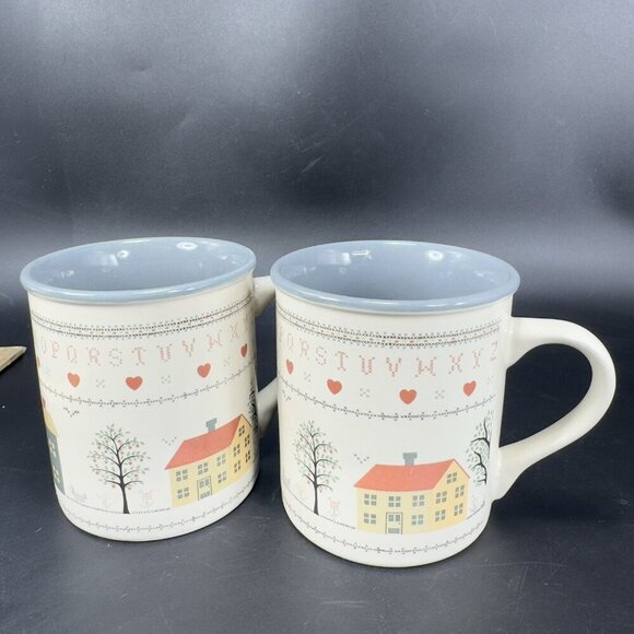 Country Decor Home Coffee Mug Cup Set 2 Mugs Cups Korea Country Setting Graphics - Picture 13 of 13